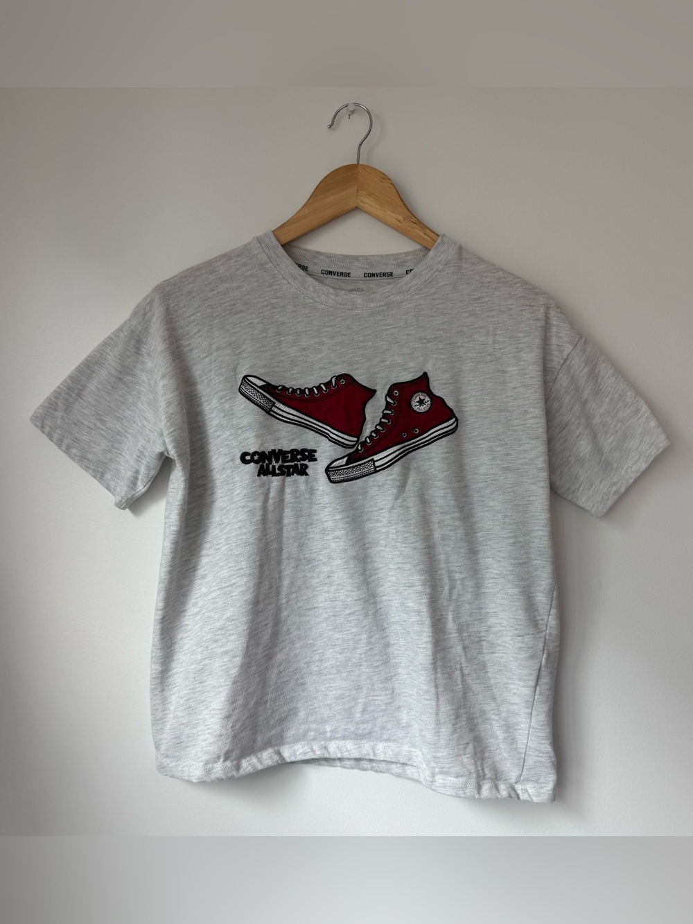 Converse Japan All Star Tee Heather Grey Red Chucks High Tops Size Japanese M